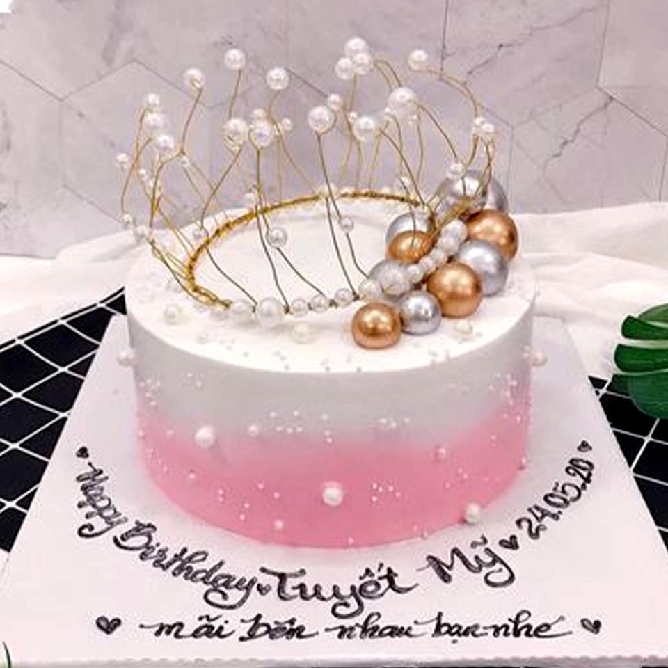 Bánh sinh nhật 2 tầng vương miện vàng lấp lánh 7570 - Bánh sinh nhật, kỷ  niệm