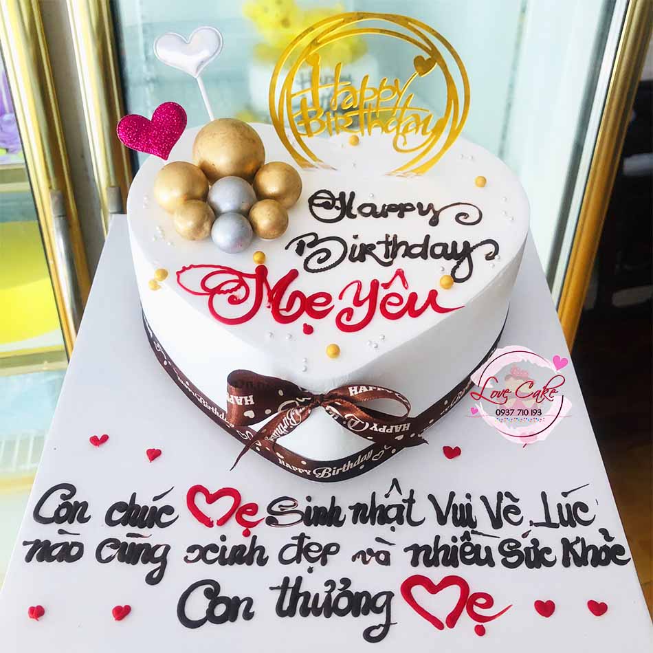 Bánh kem trái tim in hình gia đình hạnh phúc mừng sinh nhật mẹ  Bánh Thiên  Thần  Chuyên nhận đặt bánh sinh nhật theo mẫu