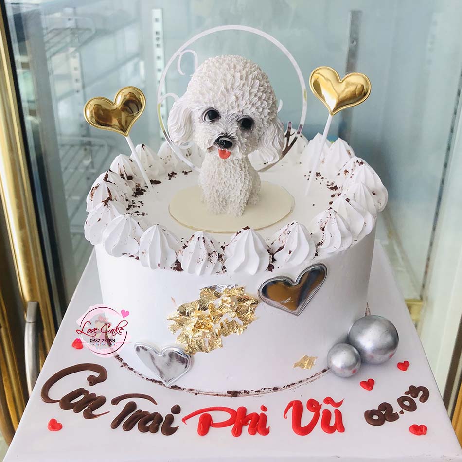Bánh sinh nhật vẽ hình con chó dễ thương cho bé tuổi tuất MS V-0057 - Tiệm  Bánh Chon Chon