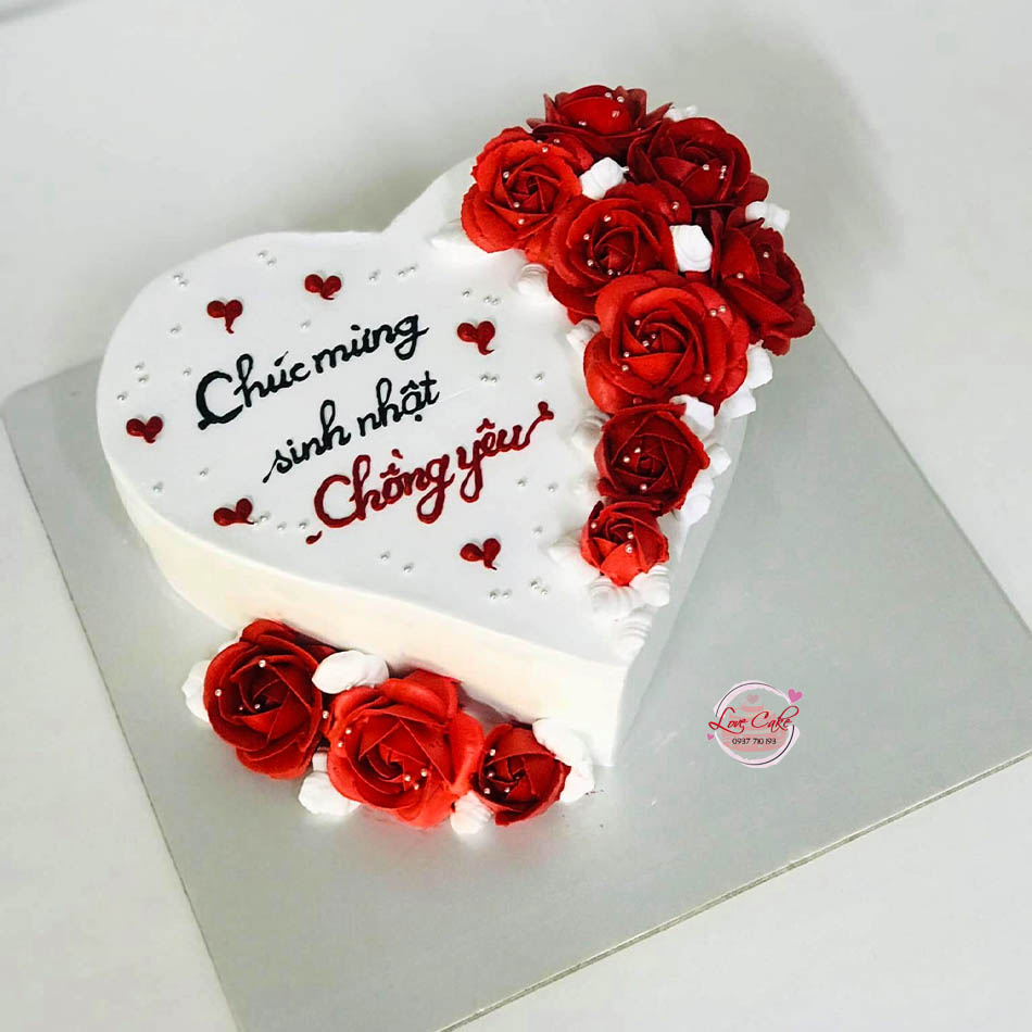 Bánh kem trái tim tình yêu màu đỏ và những dòng chữ yêu thương dành cho  nhau - Bánh Thiên Thần : Chuyên nhận đặt bánh sinh nhật theo mẫu