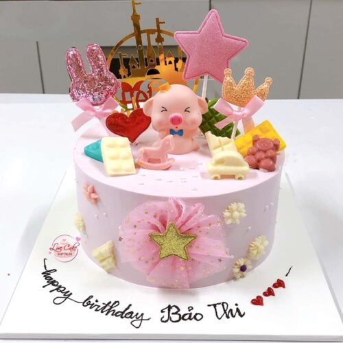Bánh sinh nhật con heo dễ thương tặng bé