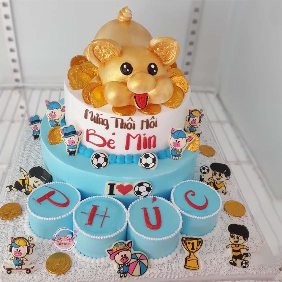 Bánh sinh nhật tạo hình 3d con heo tuổi hợi gắn ngôi sao nhỏ tặng bé trai |  Bánh Kem Ngộ Nghĩnh