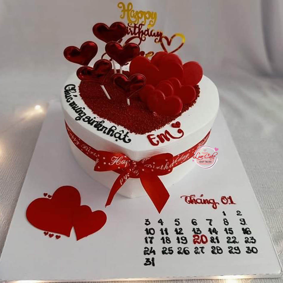Bánh gato trái tim phủ bột đỏ tặng người yêu đẹp - Thu Hường bakery