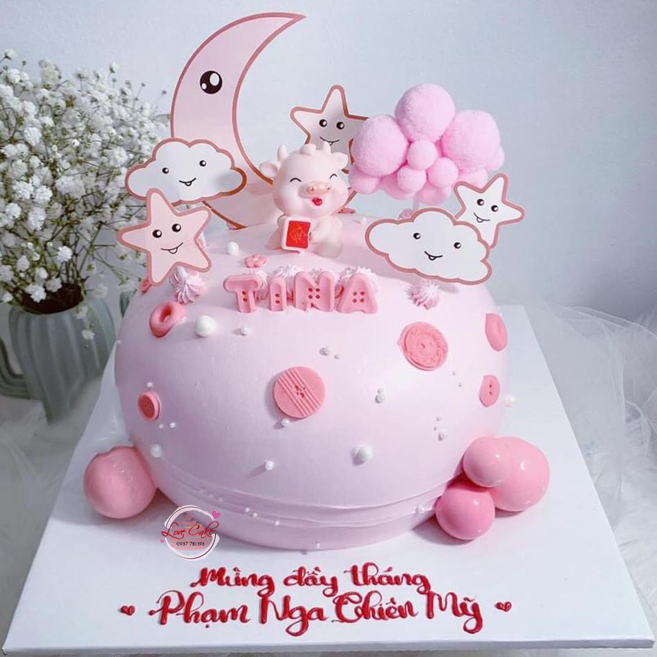 Bánh sinh nhật hình bé gái váy hồng đáng yêu tặng con gái - Bánh Thiên Thần  : Chuyên nhận đặt bánh sinh nhật theo mẫu