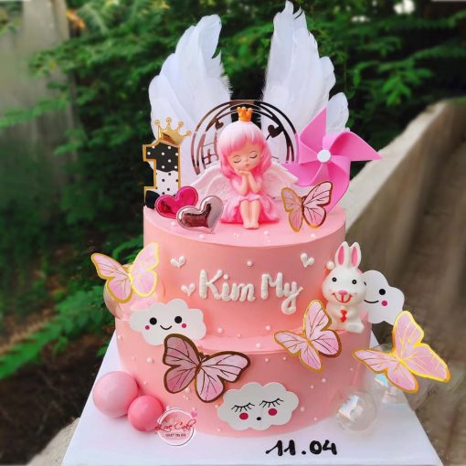 Bánh sinh nhật cho bé gái màu hồng