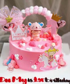Bánh sinh nhật tuổi chuột màu hồng cho bé