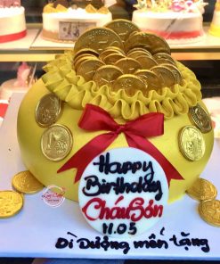 Bánh sinh nhật túi vàng tặng bé trai