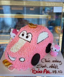 Bánh sinh nhật xe hơi màu hồng cho bé gái