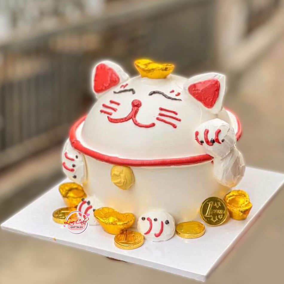 Bánh Sinh Nhật Mèo Thần Tài Mắn - Giao Tận Nơi Hcm