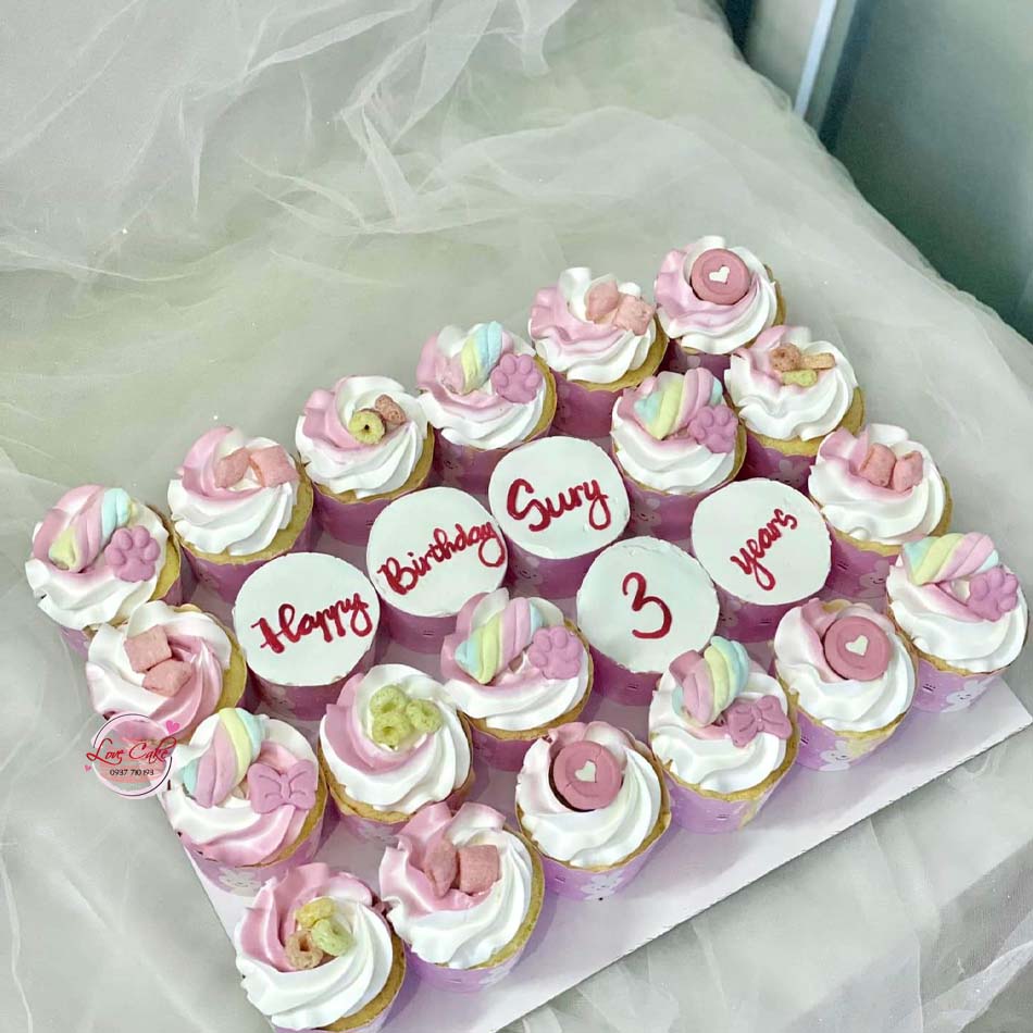 Bánh Sinh Nhật CupCake Dễ Thương Dành Cho Bé Gái