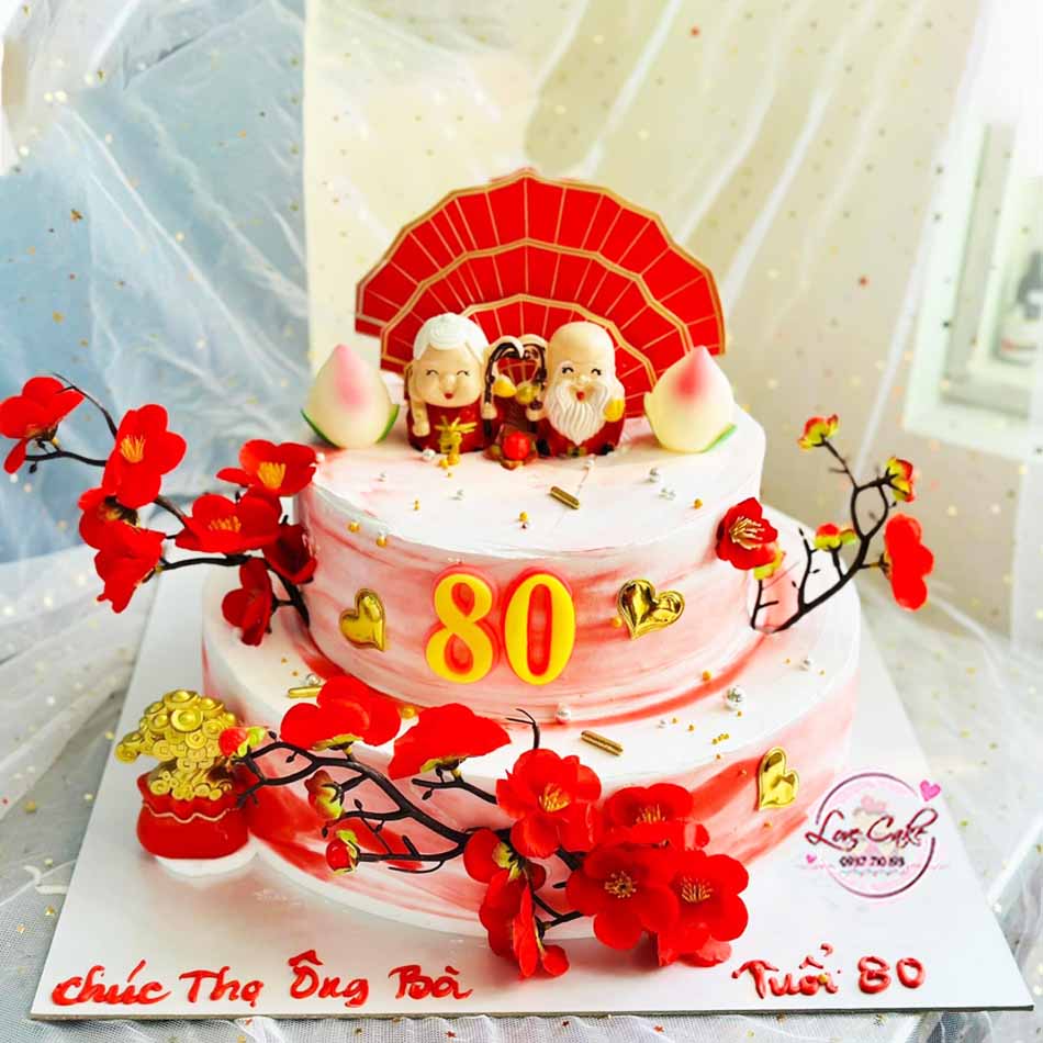 Bánh Kem Mừng Thọ Ông Bà 80 Tuổi Ý Nghĩa- Love Cake