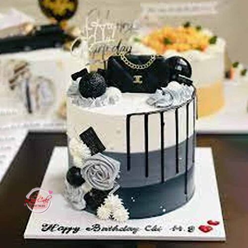 Bánh sinh nhật sang trọng decor chanel cho nu