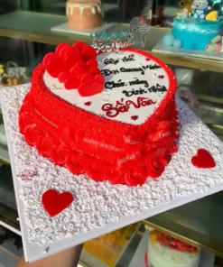 Bánh sinh nhật trái tim tặng sếp màu đỏ