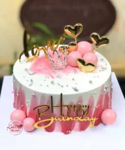 Bánh sinh nhật đơn giản màu hồng cho nữ