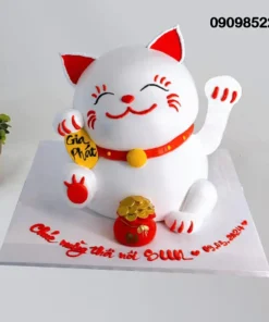 Bánh sinh nhật con mèo thần tài cho bé trai